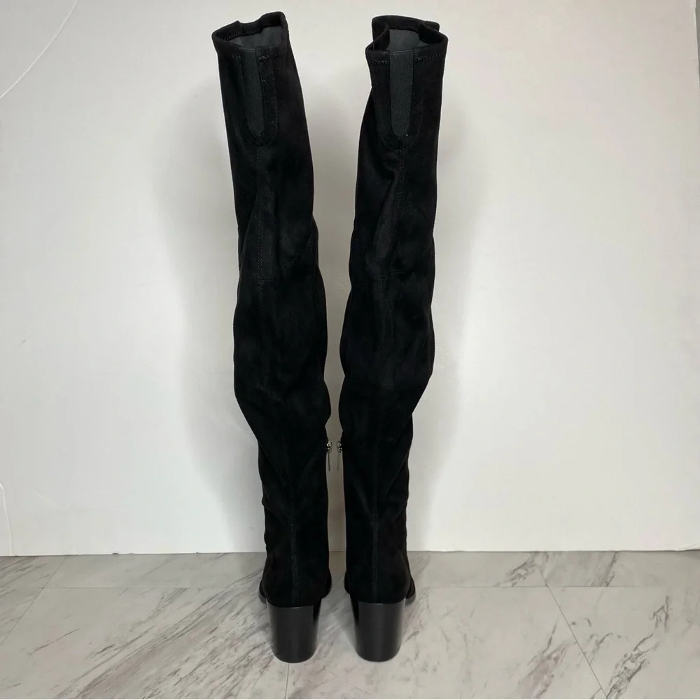 New! Marc Fisher Cathi Black Faux Suede Over The Knee Black Boot 6M